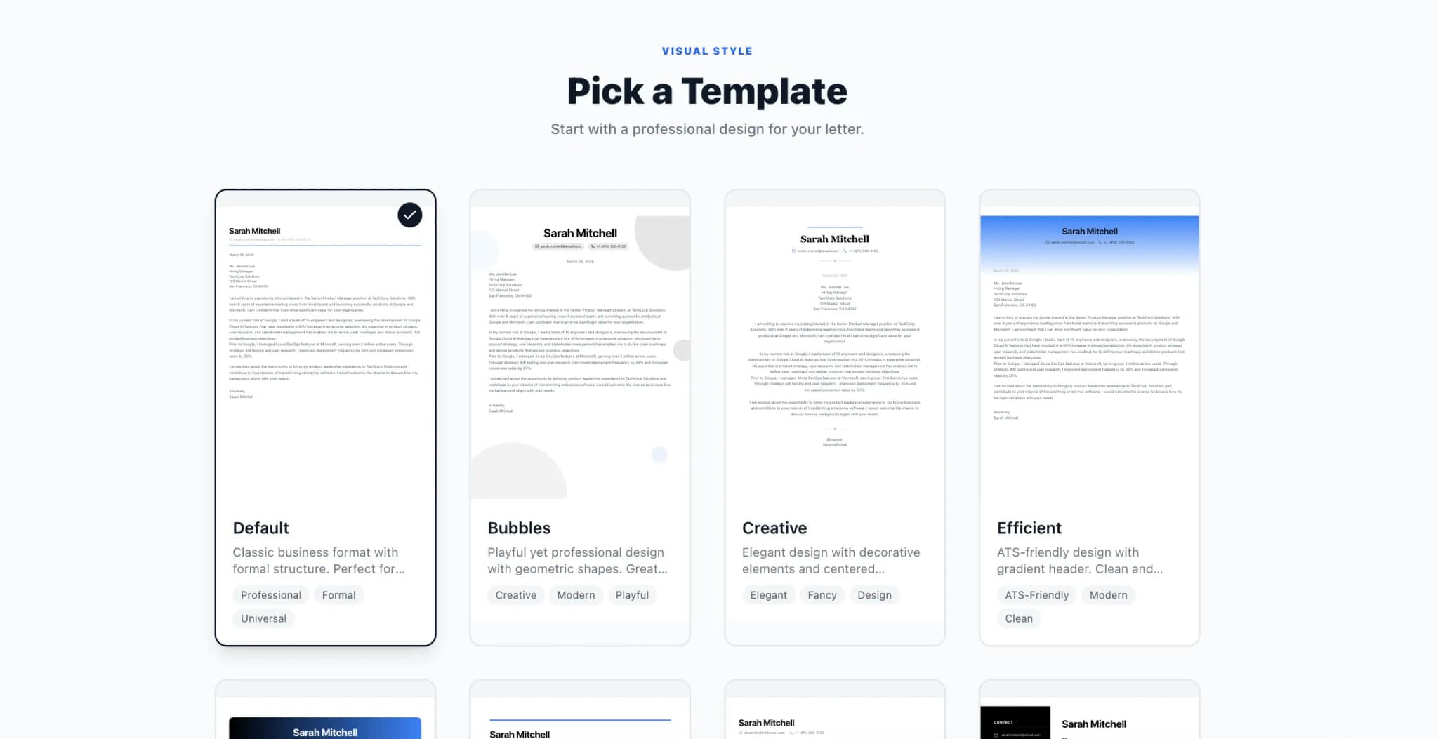 AI cover letter generator UK demonstration showing step-by-step wizard interface